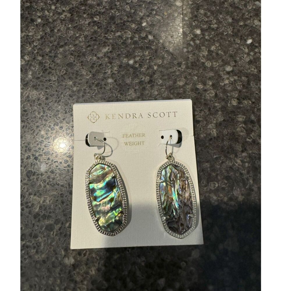 Kendra Scott Lee Silver Drop Earrings in Iridescent Drusy - Picture 1 of 1
